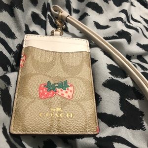 Coach Strawberry Lanyard and card/Id holder